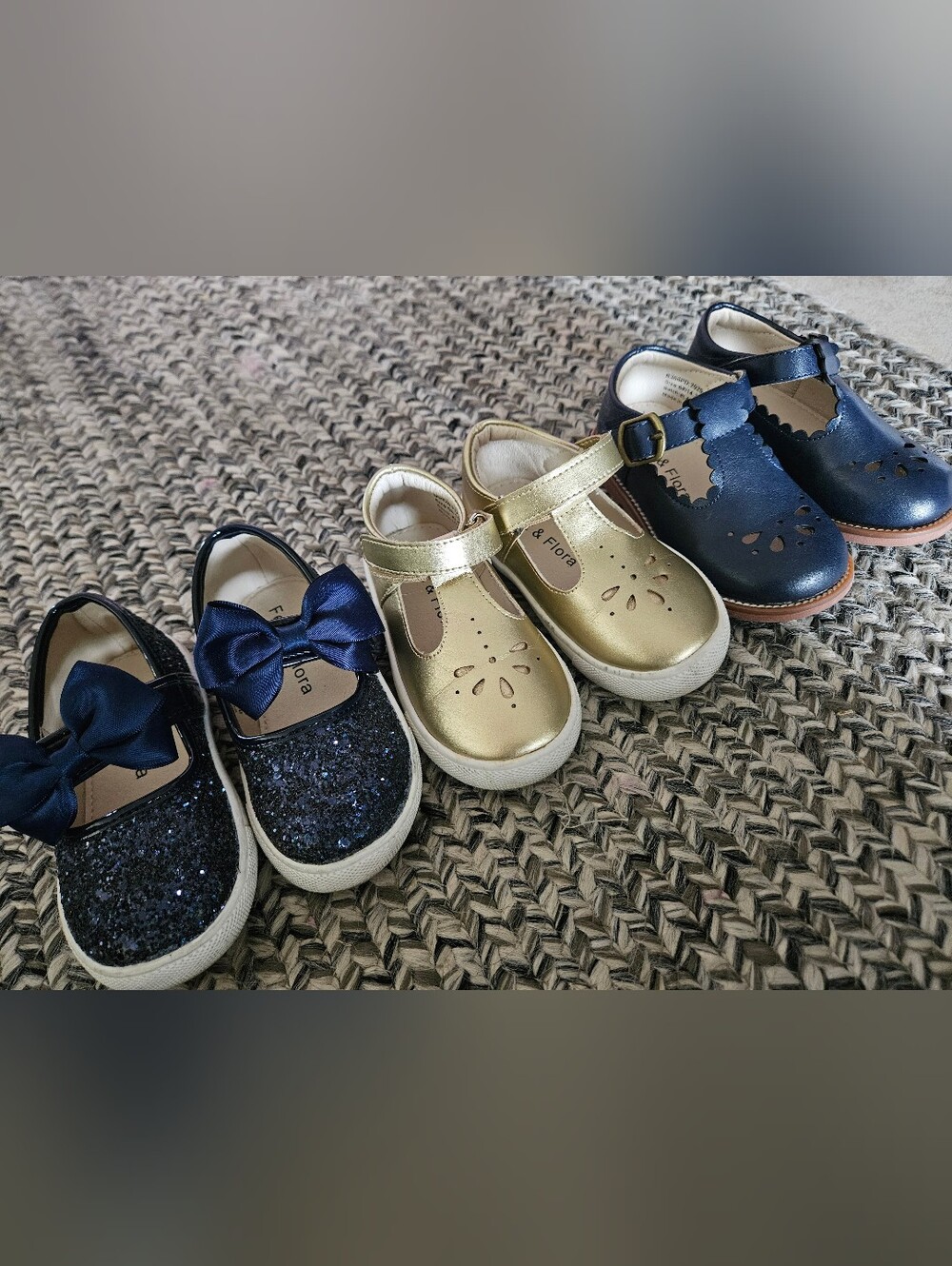 Felix And Flora Navy, Gold, Navy Sparkle Maryjanes Size 6 Toddler